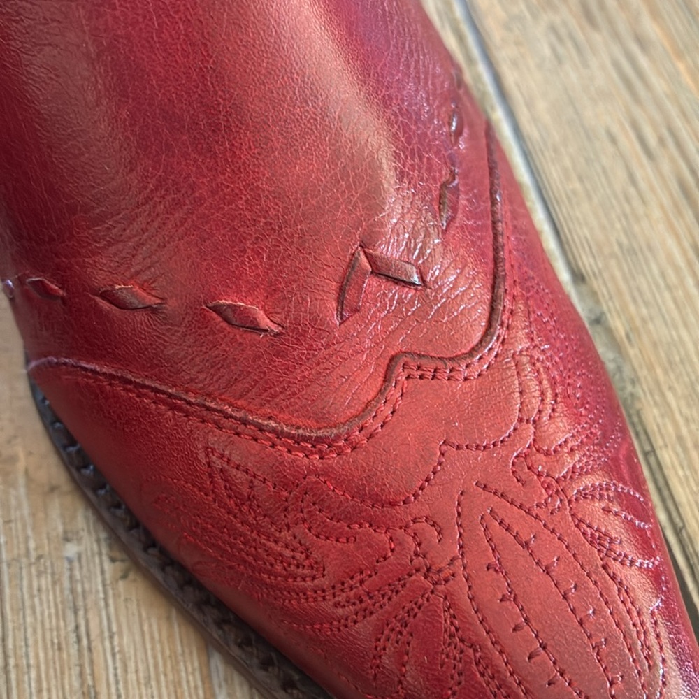 Charlie 1 Horse Lucchese Red Leather Western Mules - Picture 5 of 10